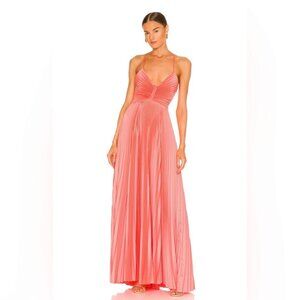 NWT A.L.C. Aries Pleated Satin Maxi Dress in Maillot